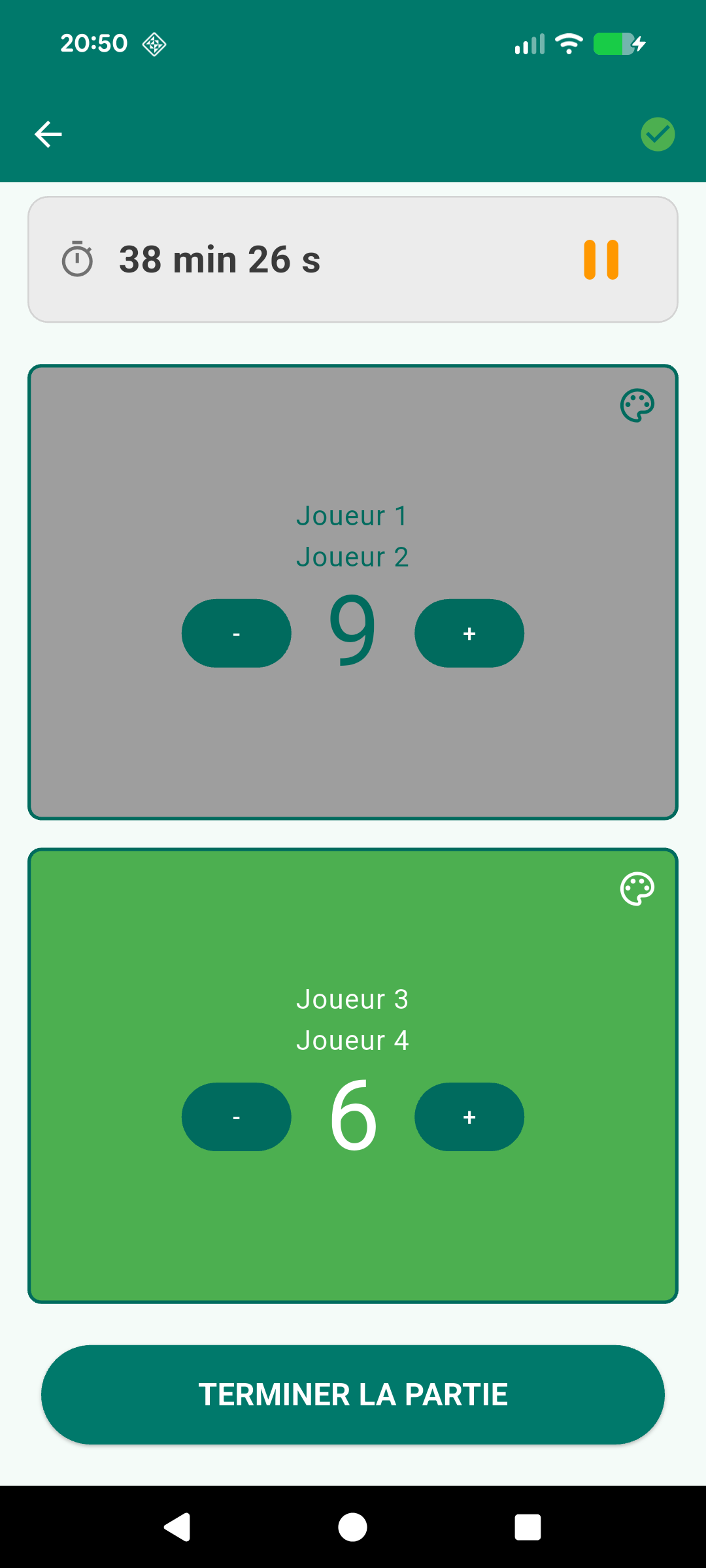 Saisie des Scores