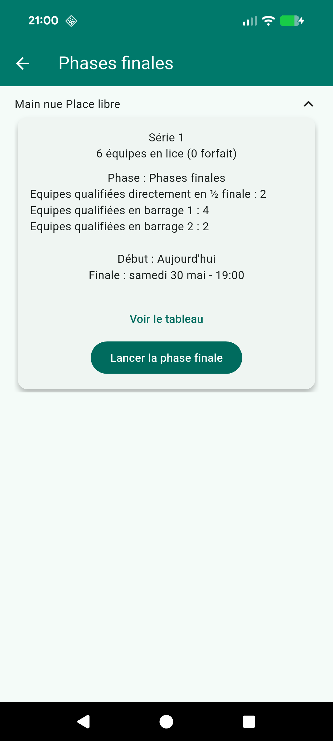 Calendrier Phases Finales