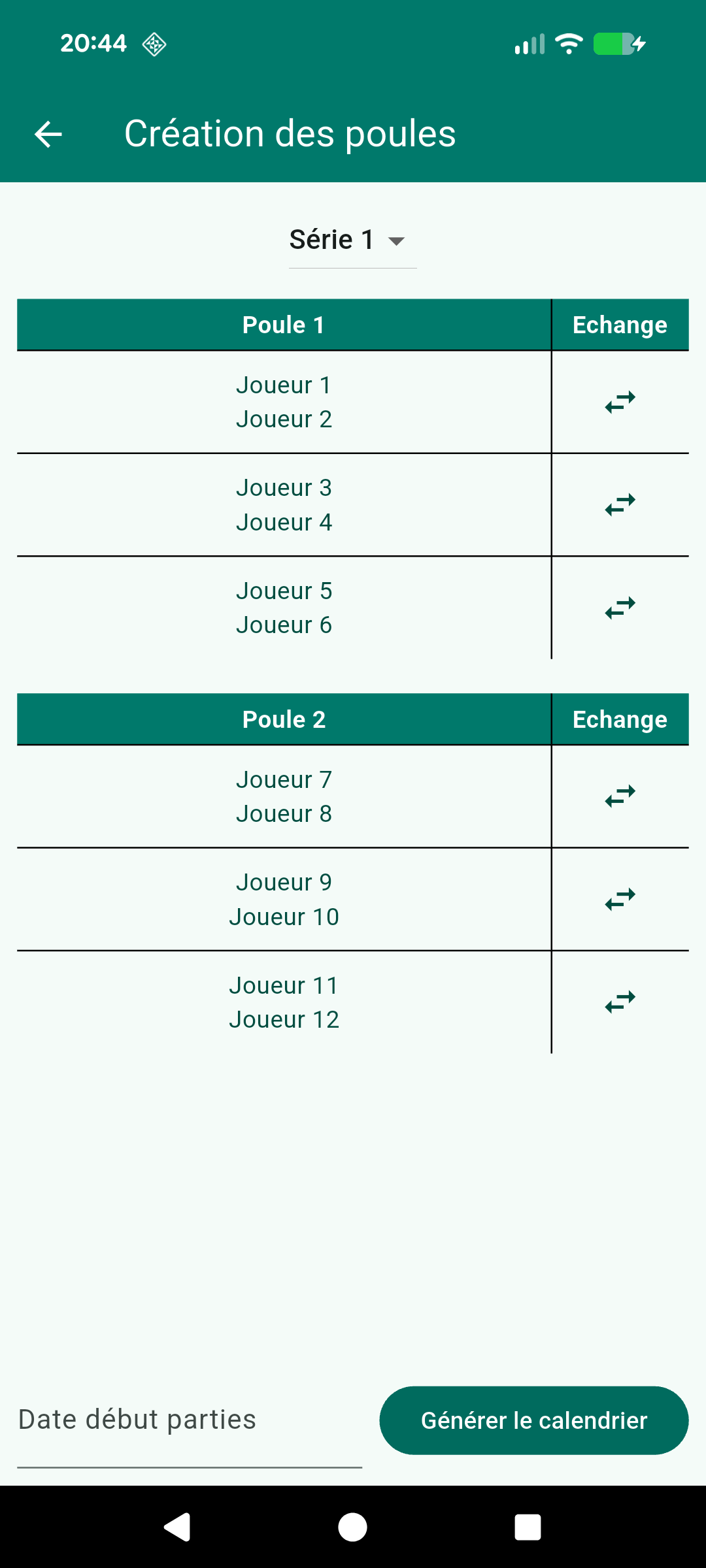 Répartition des Poules
